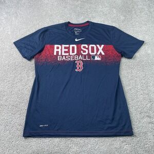 Boston Red Sox Shirt Mens Medium Blue Nike Dri Fit Performance Athletic Cut Tee